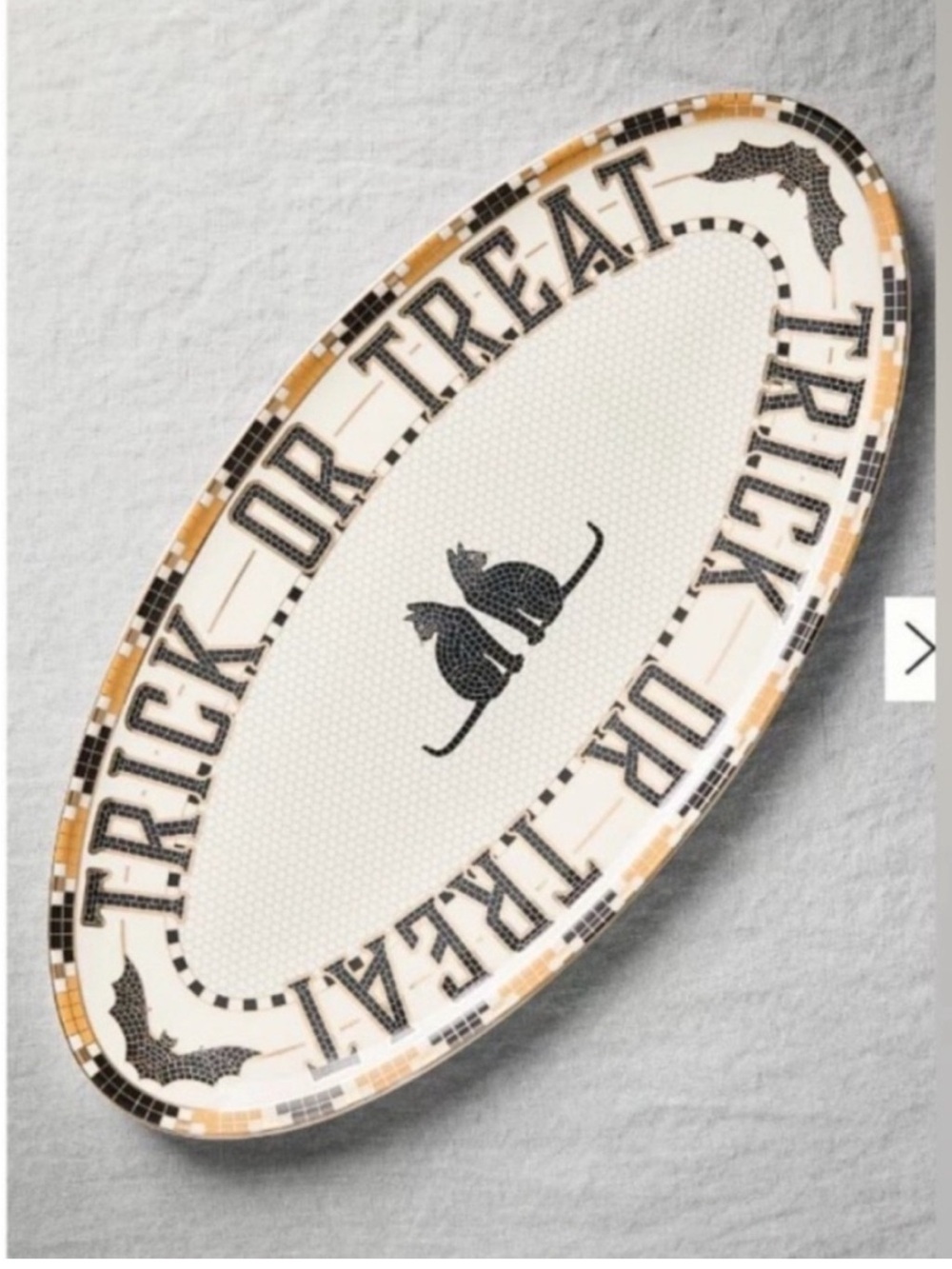 Anthropologie The Bistro Tile Stoneware Serving Platter: Halloween Edition CAT